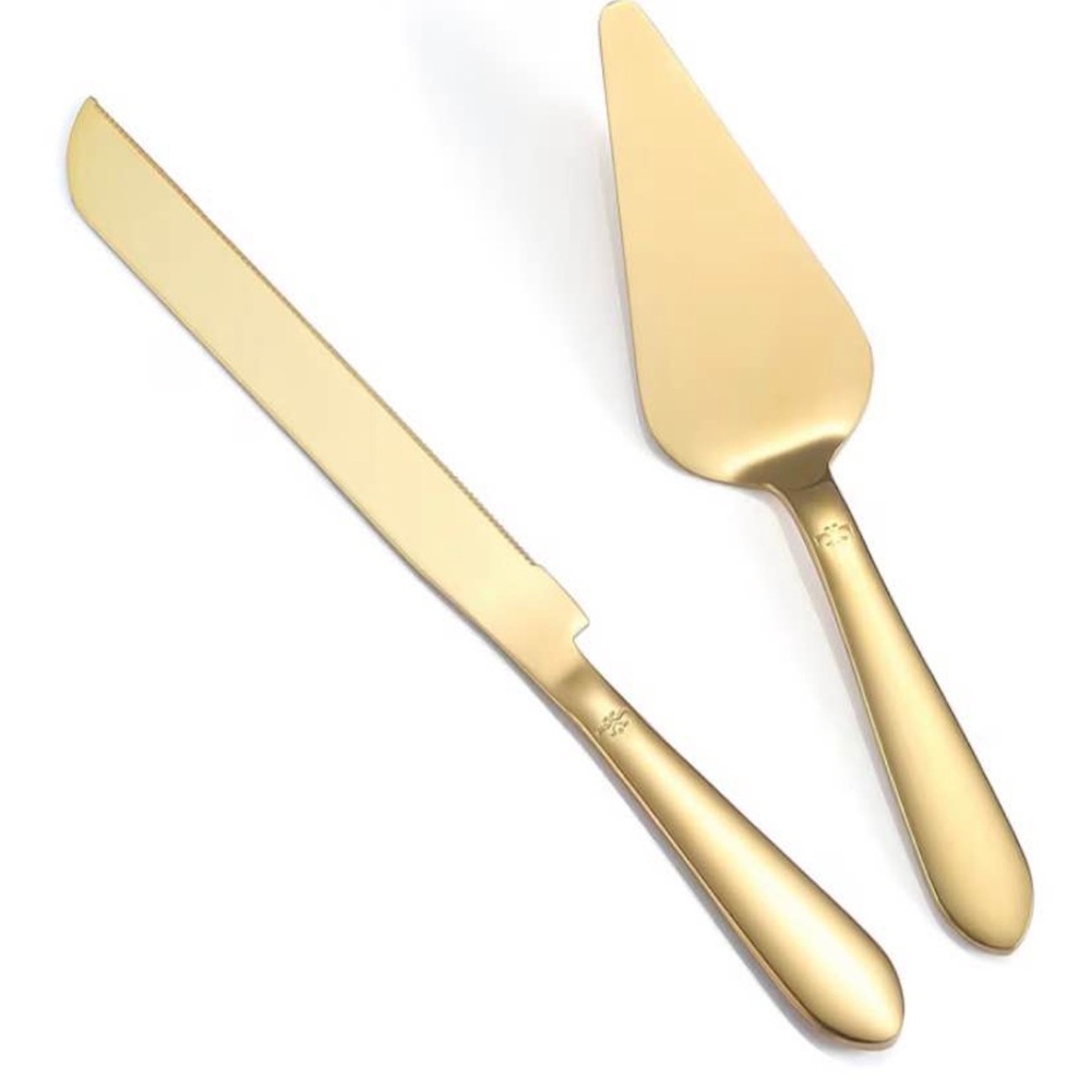 Elegant Gold Cake Knife and Server Set